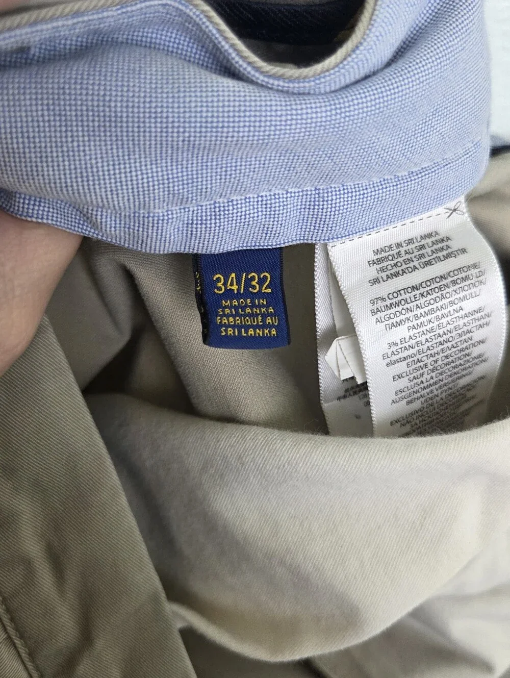Polo Ralph Lauren Polo Chino Preppy Men's 34x32 Khaki Stretch Straight Fit Pants